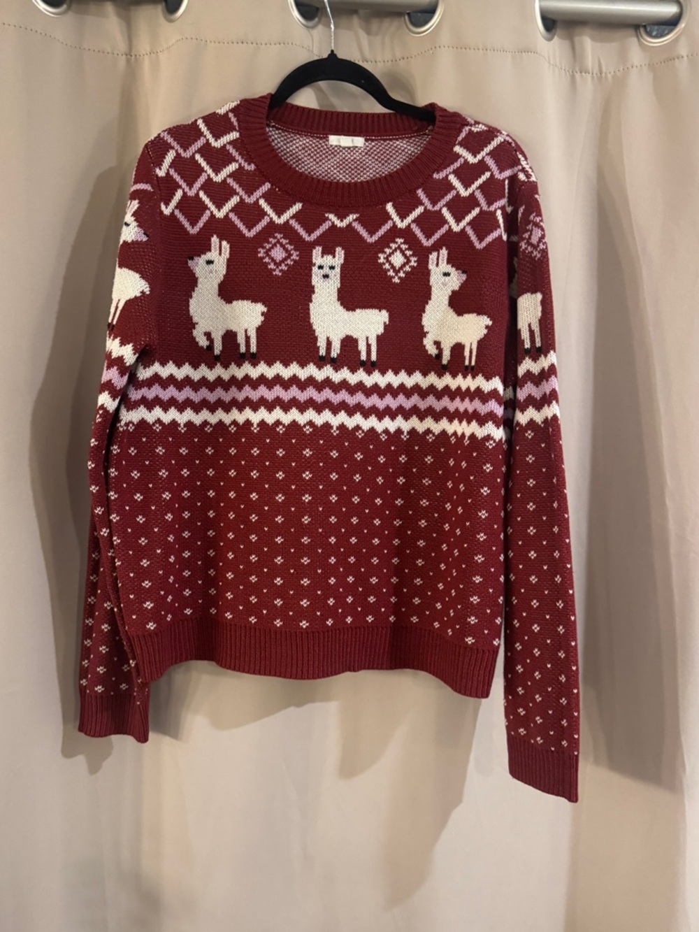 Women's Ardene Red Llama Fair Isle Sweater